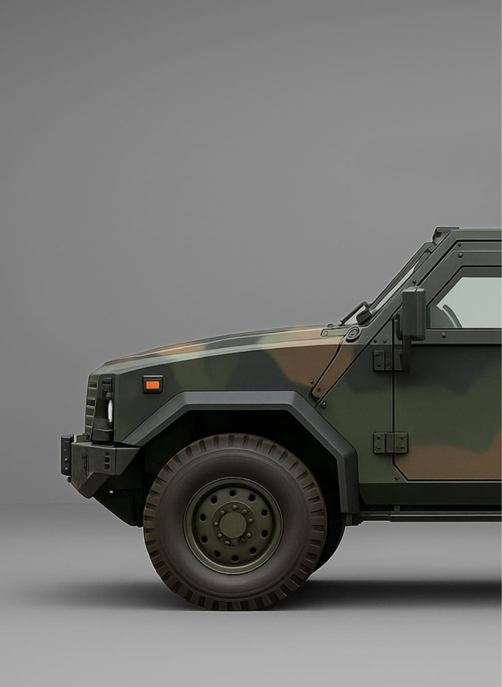 Militärfahrzeug vor grauem Hintergrund